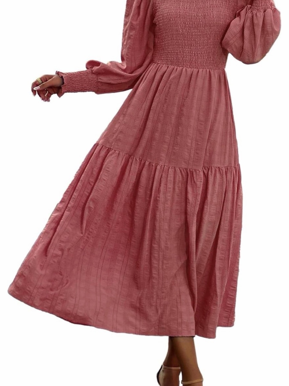Smocked Bodice Maxi Dress in Dusty Rose